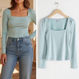 NWT & OTHER STORIES Square Neck Metallic Glitter Top Sz 2